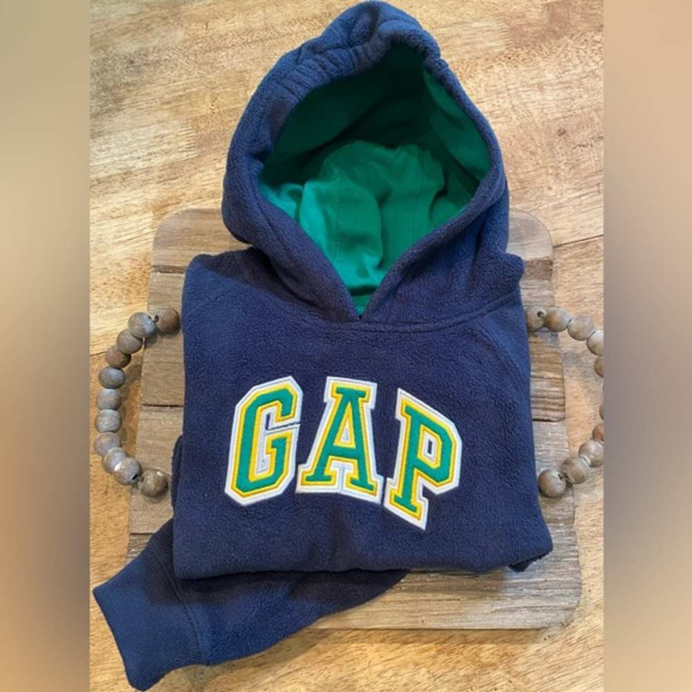 Vintage Baby Gap Unisex Toddler 4 Years Navy/Green‎ Hoodie Pullover Sweatshirt